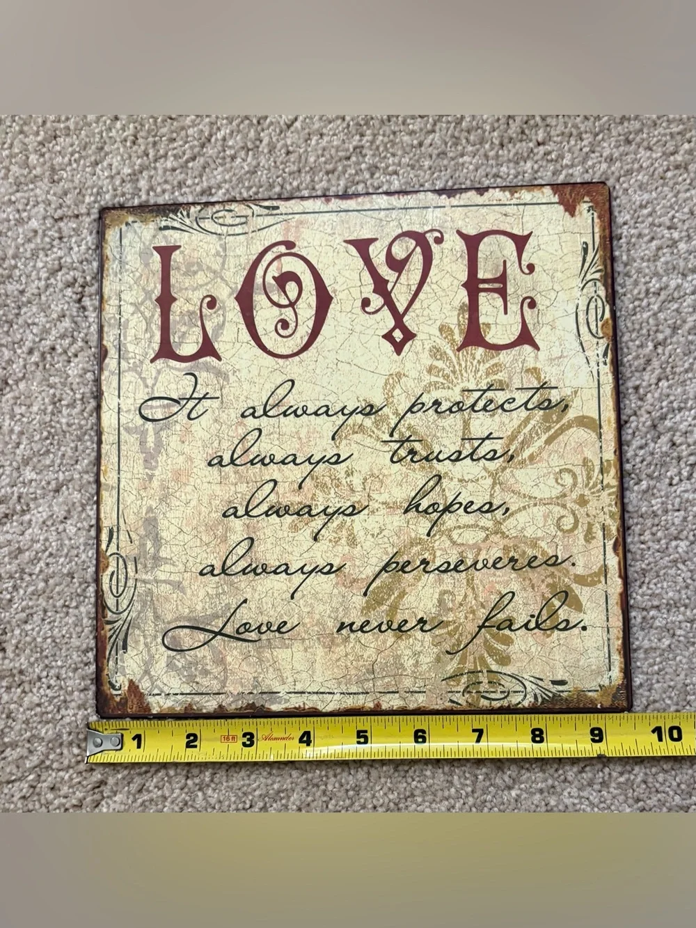 Distressed Metal Wall Decor 9”x9”
